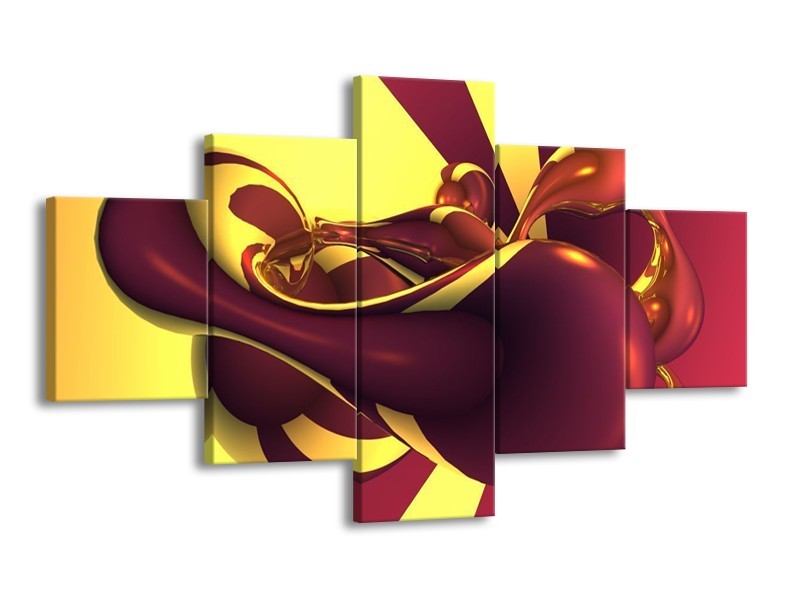 Glas schilderij Abstract | Paars, Geel | 125x70cm 5Luik