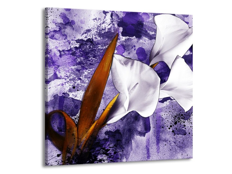 Glas schilderij Bloem | Paars, Wit, Bruin | 50x50cm 1Luik