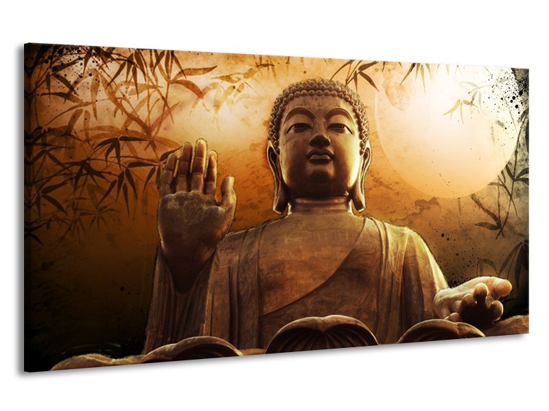 Canvas schilderij Boeddha | Bruin, Grijs, Wit | 190x100cm 1Luik