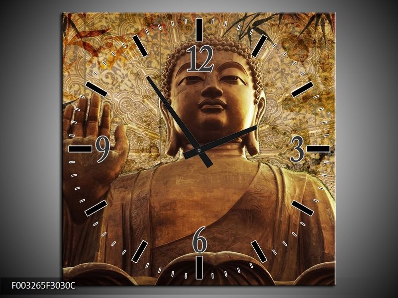 Klok schilderij Boeddha | Bruin, Grijs | 30x30cm 1Luik