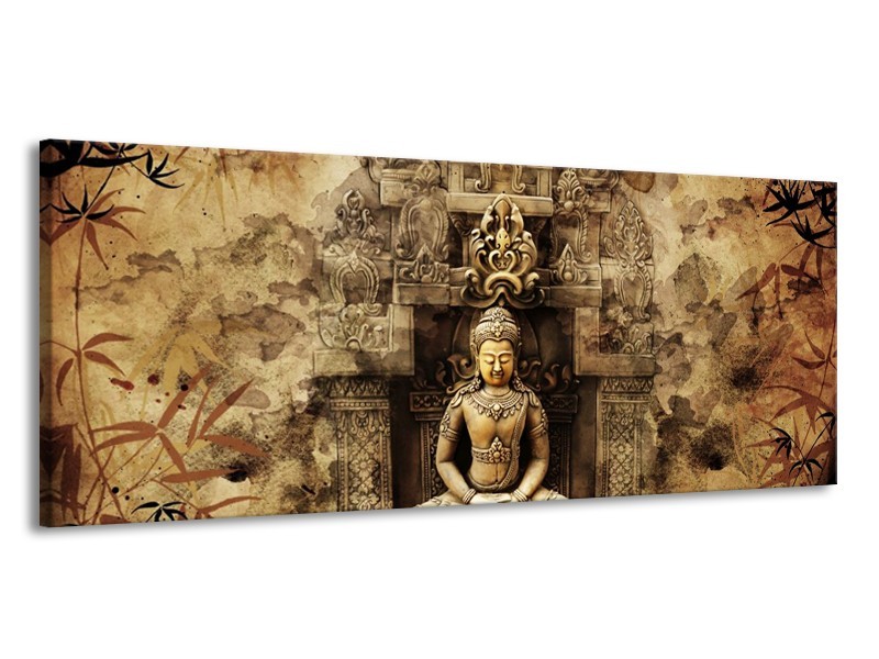 Canvas schilderij Boeddha | Grijs, Bruin | 145x58cm 1Luik