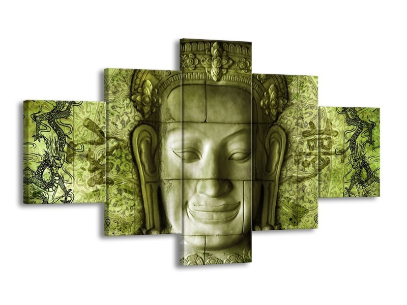 Canvas schilderij Beeld | Groen, Wit | 125x70cm 5Luik