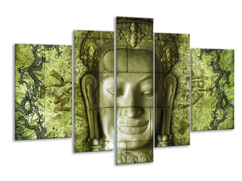 Canvas schilderij Beeld | Groen, Wit | 170x100cm 5Luik