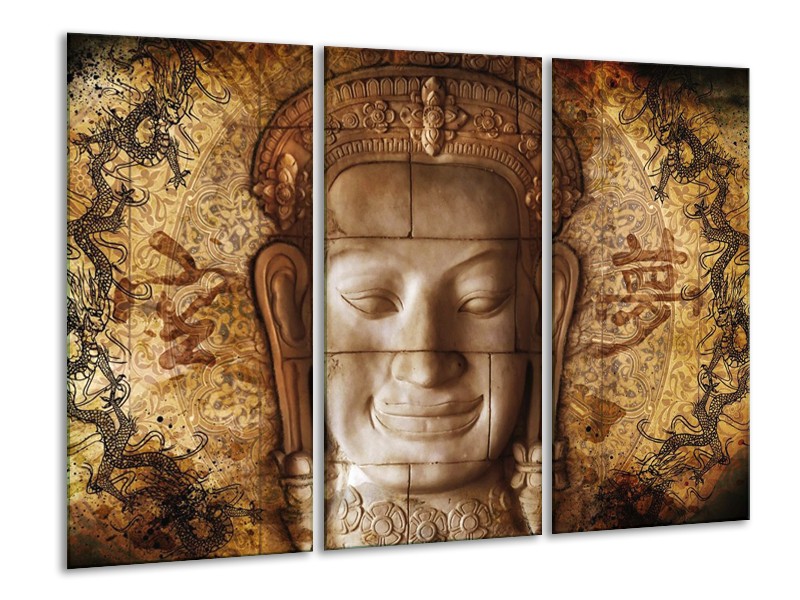 Canvas schilderij Beeld | Bruin, Wit | 120x80cm 3Luik