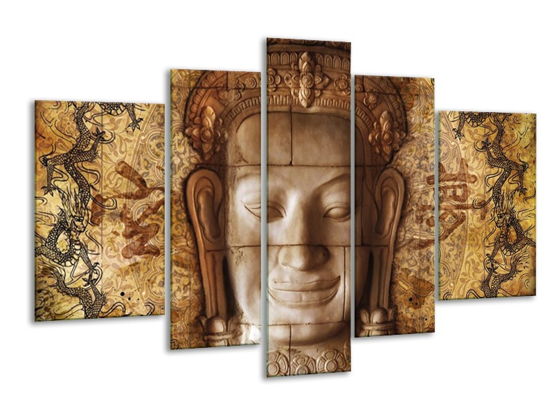 Canvas schilderij Beeld | Bruin, Wit | 170x100cm 5Luik