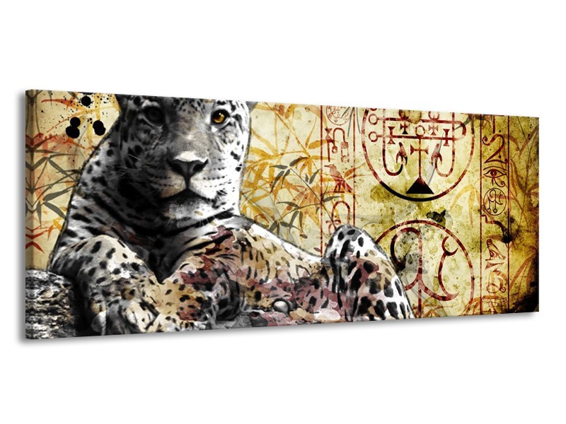 Canvas schilderij Dieren | Geel, Grijs, Wit | 145x58cm 1Luik