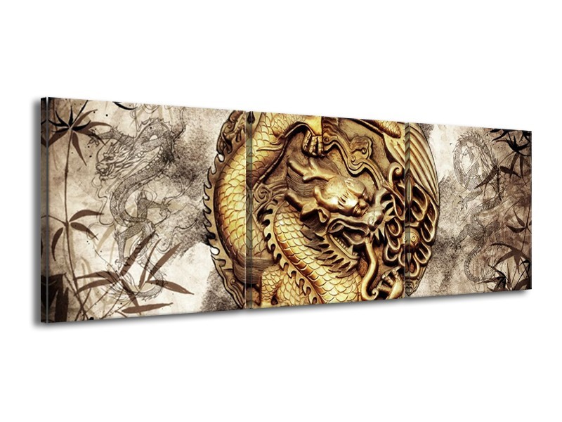 Canvas schilderij Abstract | Bruin, Grijs | 150x50cm 3Luik