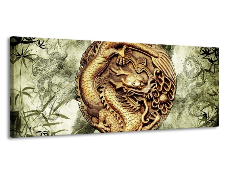 Canvas schilderij Abstract | Groen, Bruin | 145x58cm 1Luik