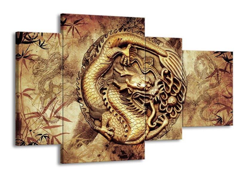 Canvas schilderij Abstract | Bruin | 120x75cm 4Luik