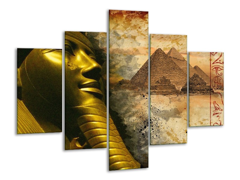 Canvas schilderij Egypte | Bruin, Goud, Grijs | 100x70cm 5Luik