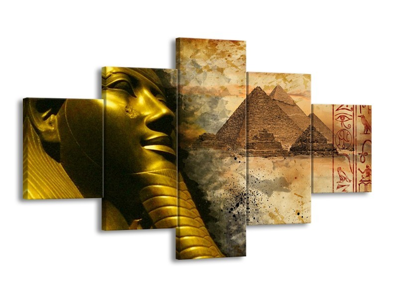 Canvas schilderij Egypte | Bruin, Goud, Grijs | 125x70cm 5Luik