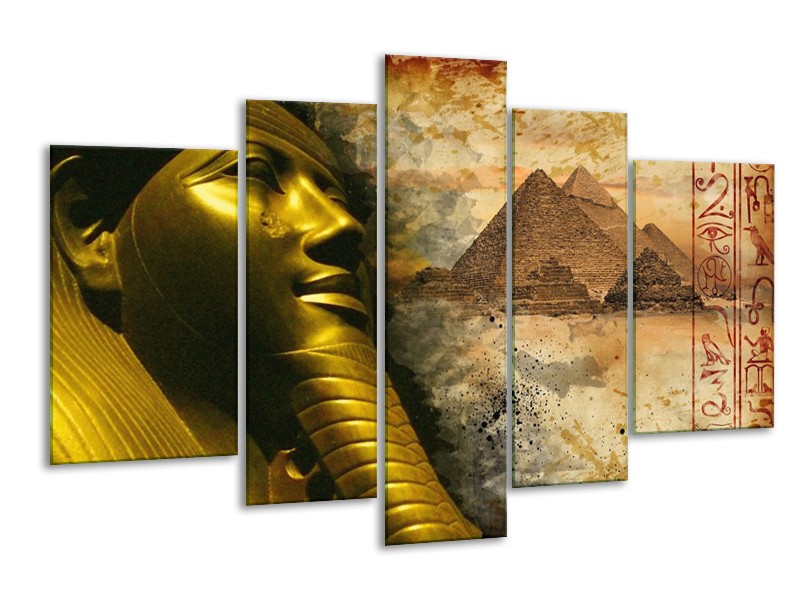 Canvas schilderij Egypte | Bruin, Goud, Grijs | 170x100cm 5Luik