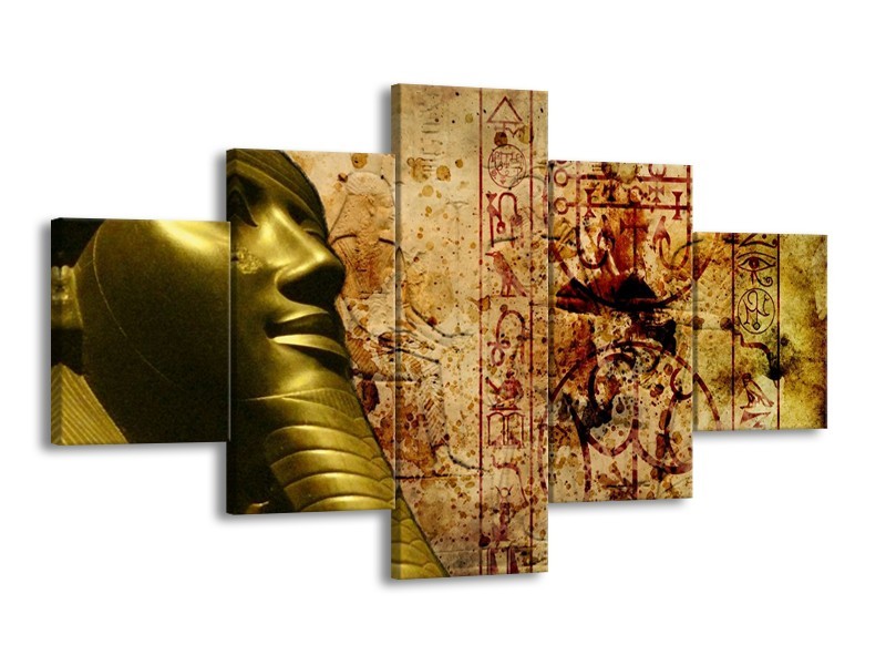 Canvas schilderij Egypte | Bruin, Goud, Grijs | 125x70cm 5Luik