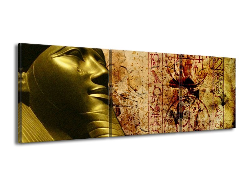 Canvas schilderij Egypte | Bruin, Goud, Grijs | 150x50cm 3Luik