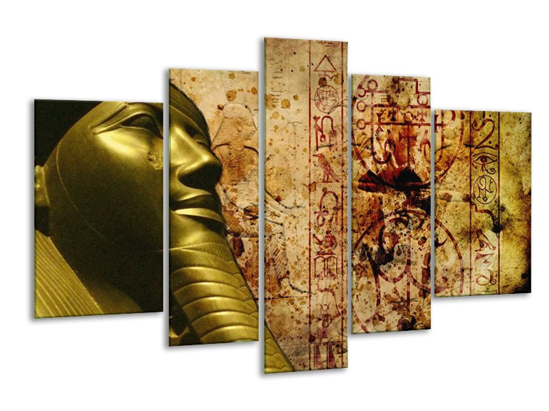 Canvas schilderij Egypte | Bruin, Goud, Grijs | 170x100cm 5Luik