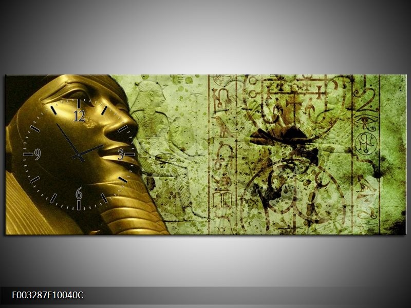 Klok schilderij Egypte | Groen, Goud, Grijs | 100x40cm 1Luik