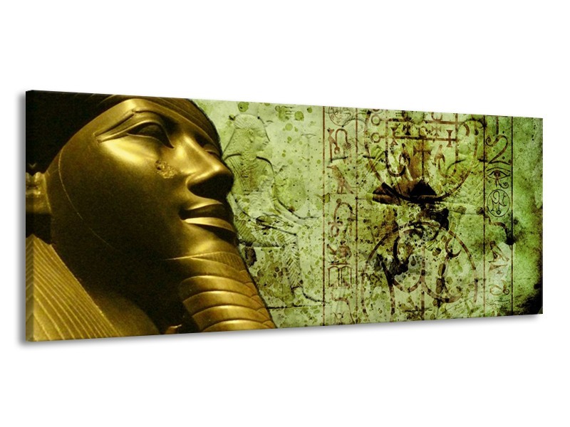Canvas schilderij Egypte | Groen, Goud, Grijs | 145x58cm 1Luik