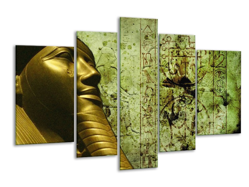 Canvas schilderij Egypte | Groen, Goud, Grijs | 170x100cm 5Luik