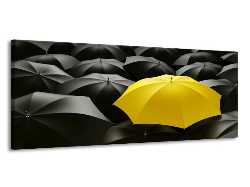 Canvas schilderij Paraplu | Geel, Zwart | 145x58cm 1Luik