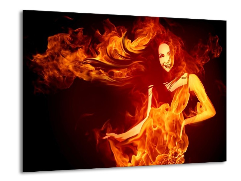 Canvas schilderij Vrouw | Rood, Zwart, Geel | 100x70cm 1Luik