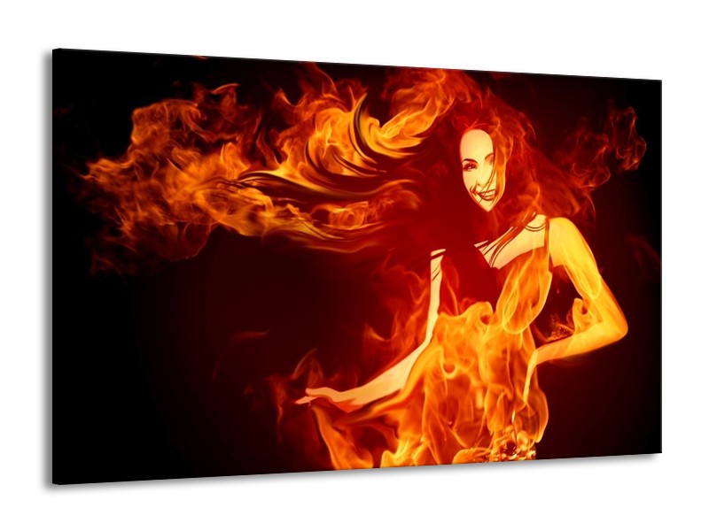 Canvas schilderij Vrouw | Rood, Zwart, Geel | 140x90cm 1Luik