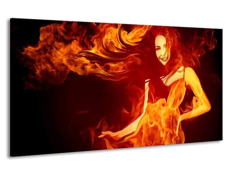 Canvas schilderij Vrouw | Rood, Zwart, Geel | 190x100cm 1Luik