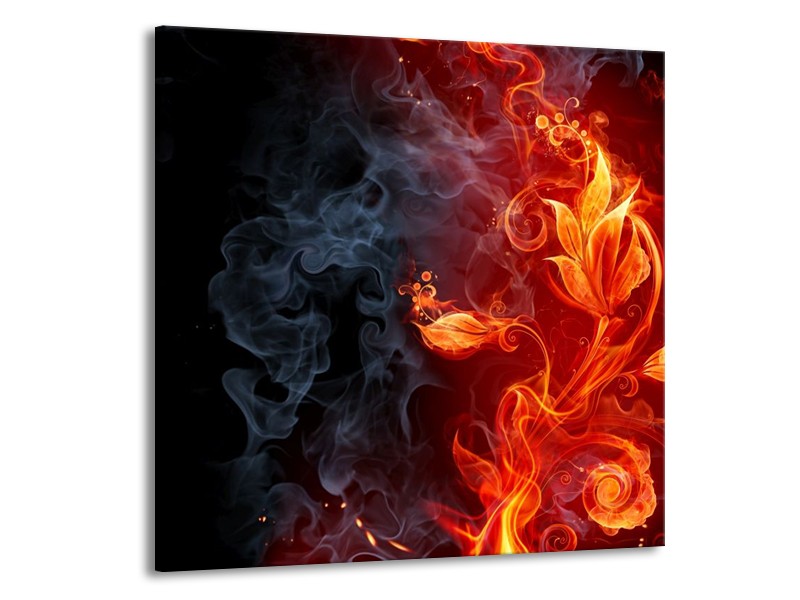 Canvas schilderij Bloem | Rood, Zwart, Geel | 50x50cm 1Luik