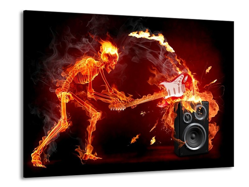 Canvas schilderij Muziek | Rood, Zwart, Geel | 100x70cm 1Luik