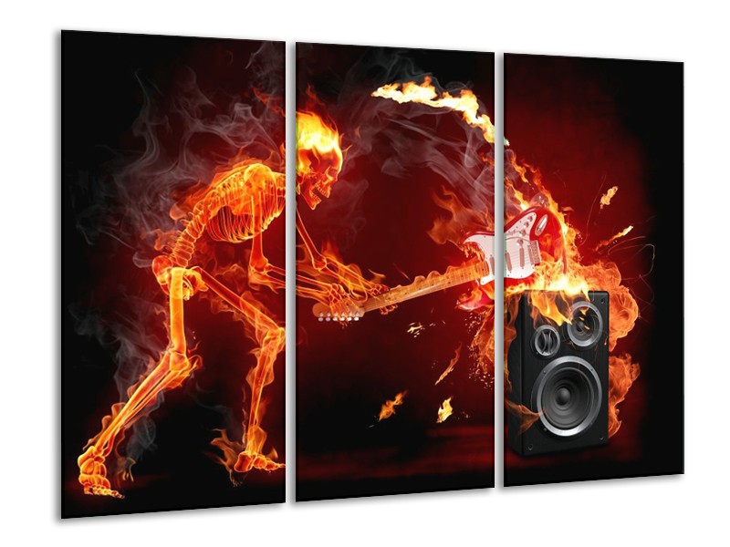Canvas schilderij Muziek | Rood, Zwart, Geel | 120x80cm 3Luik