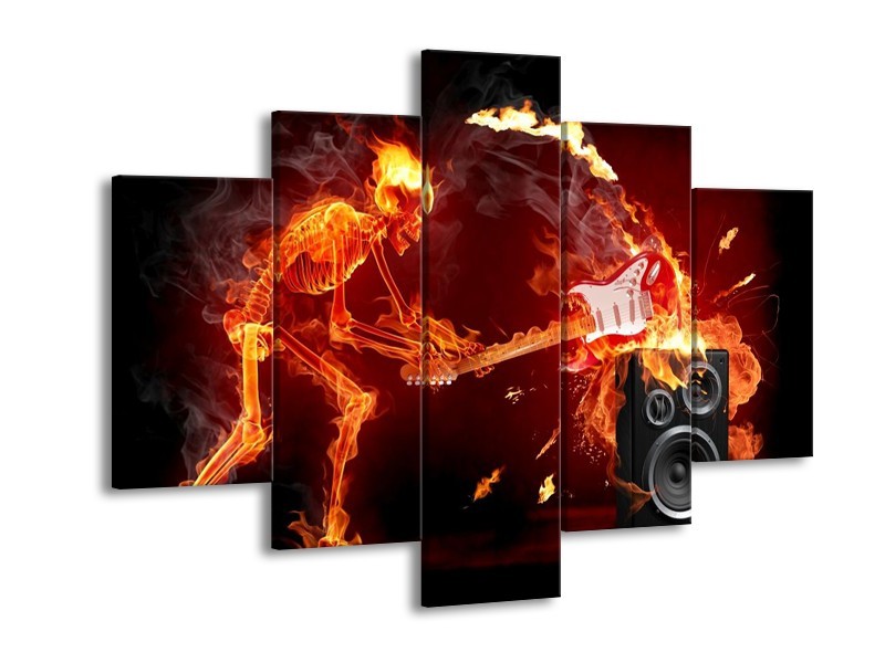 Glas schilderij Muziek | Rood, Zwart, Geel | 150x105cm 5Luik