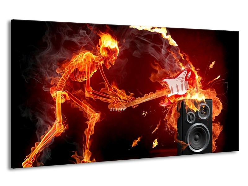 Canvas schilderij Muziek | Rood, Zwart, Geel | 190x100cm 1Luik