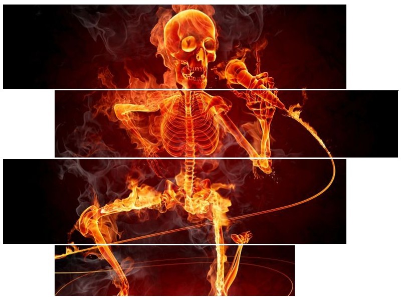 Canvas schilderij Muziek | Rood, Zwart, Geel | 115x85cm 4Luik