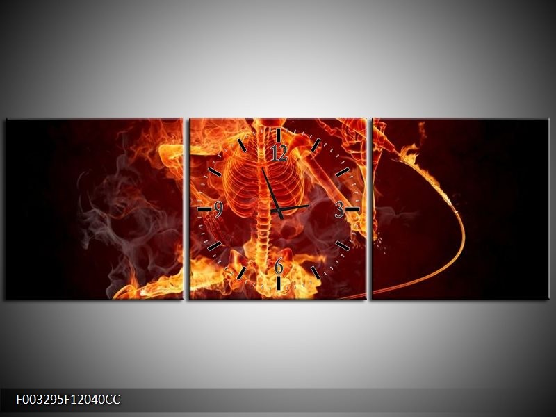 Klok schilderij Muziek | Rood, Zwart, Geel | 120x40cm 3Luik