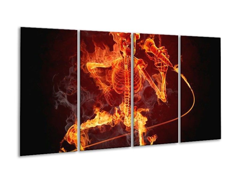 Glas schilderij Muziek | Rood, Zwart, Geel | 160x80cm 4Luik