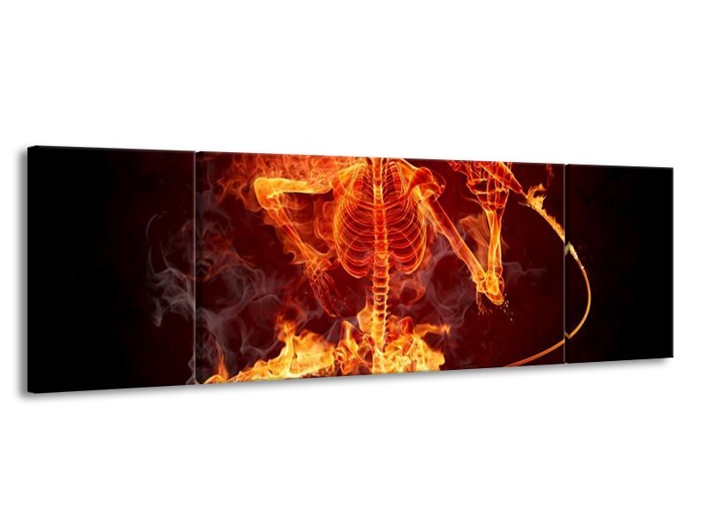 Canvas schilderij Muziek | Rood, Zwart, Geel | 170x50cm 3Luik