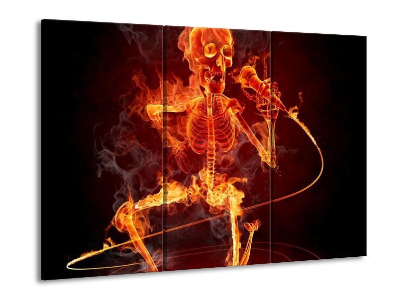 Canvas schilderij Muziek | Rood, Zwart, Geel | 90x60cm 3Luik