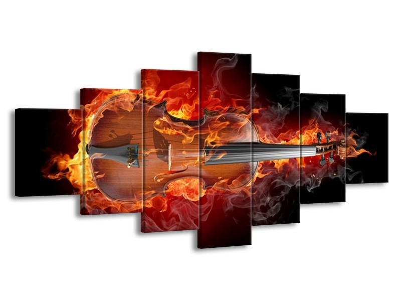 Glas schilderij Gitaar | Rood, Zwart, Geel | 210x100cm 7Luik