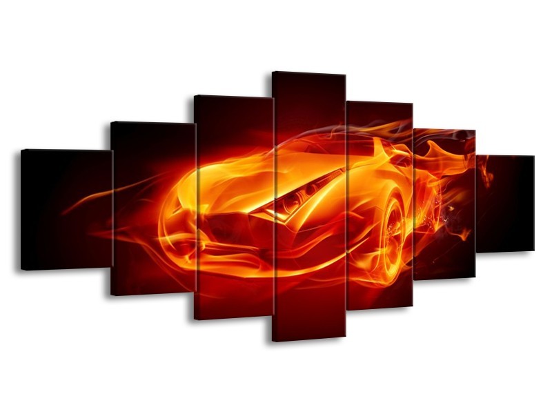 Glas schilderij Auto | Rood, Zwart, Geel | 210x100cm 7Luik