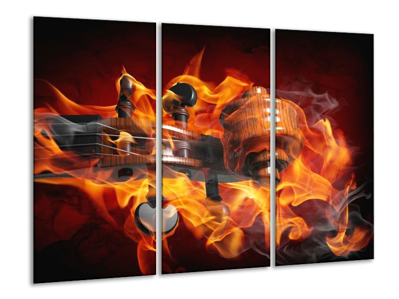 Canvas schilderij Abstract | Rood, Zwart, Geel | 120x80cm 3Luik