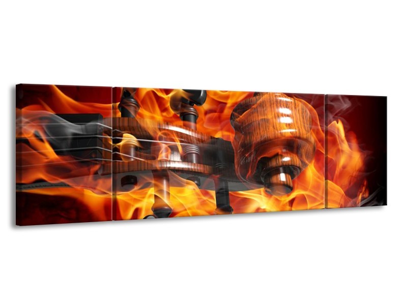 Canvas schilderij Abstract | Rood, Zwart, Geel | 170x50cm 3Luik