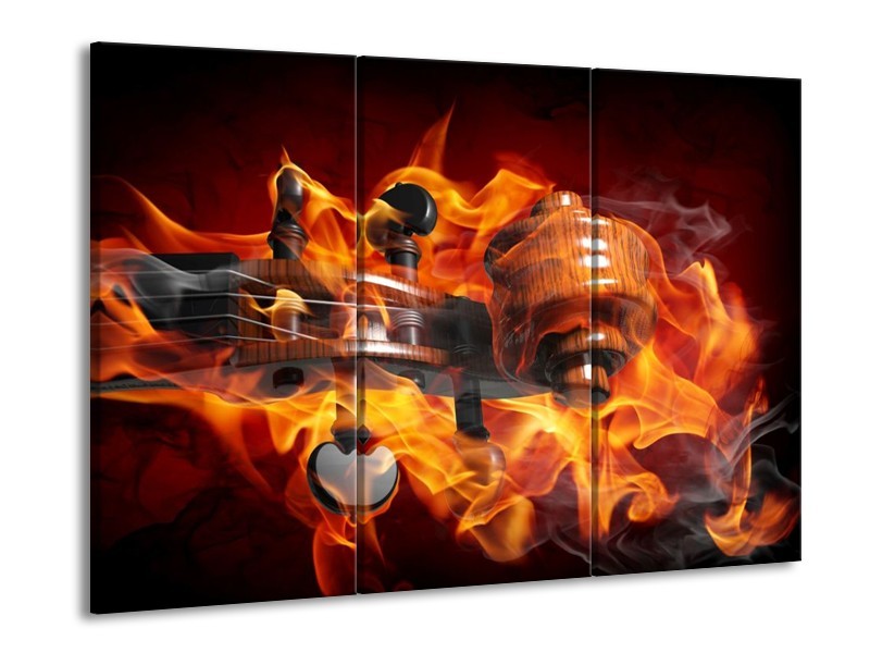 Glas schilderij Abstract | Rood, Zwart, Geel | 90x60cm 3Luik