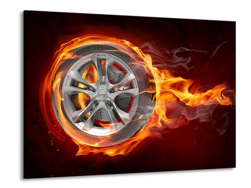 Glas schilderij Wiel | Rood, Zwart, Geel | 100x70cm 1Luik