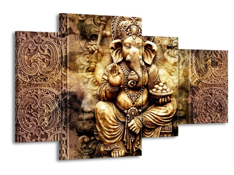 Canvas schilderij Beeld | Bruin, Grijs, Crème | 120x75cm 4Luik