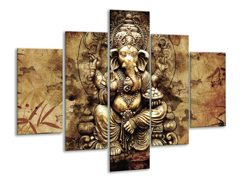 Canvas schilderij Beeld | Bruin, Wit | 100x70cm 5Luik
