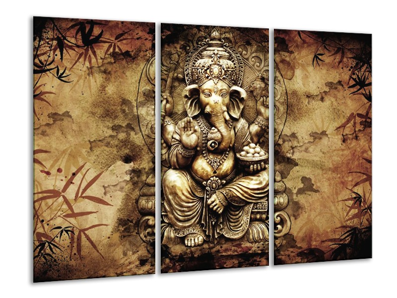 Canvas schilderij Beeld | Bruin, Wit | 120x80cm 3Luik