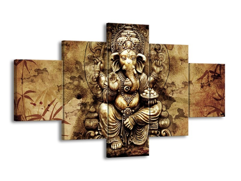 Canvas schilderij Beeld | Bruin, Wit | 125x70cm 5Luik