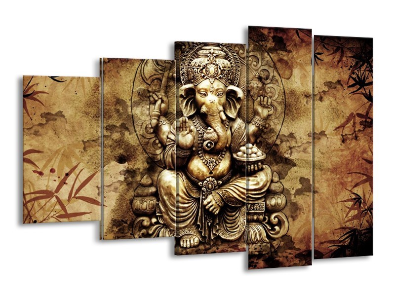Canvas schilderij Beeld | Bruin, Wit | 150x100cm 5Luik