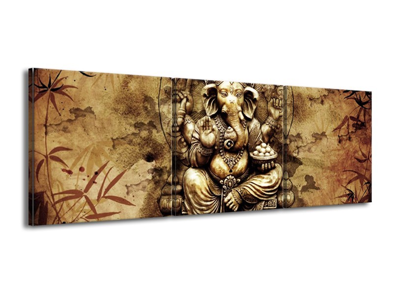 Canvas schilderij Beeld | Bruin, Wit | 150x50cm 3Luik