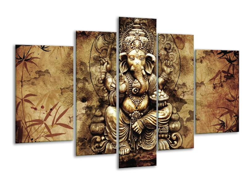Canvas schilderij Beeld | Bruin, Wit | 170x100cm 5Luik