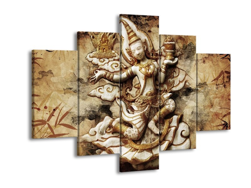 Canvas schilderij Beeld | Bruin, Wit | 150x105cm 5Luik